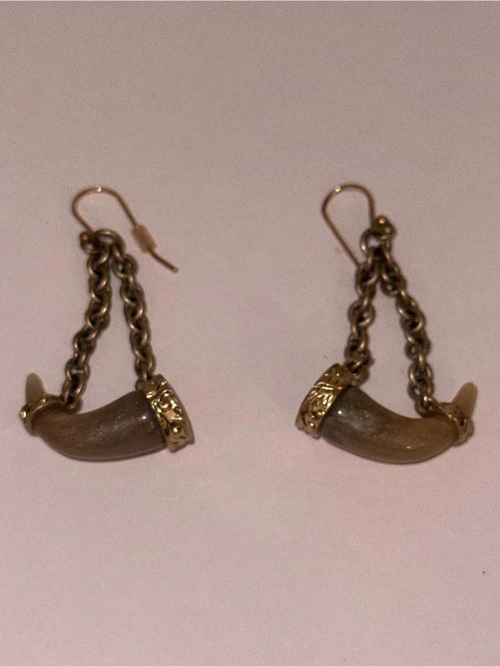 Lulu Frost Gold-Trimmed Brown Horn Drop Earrings